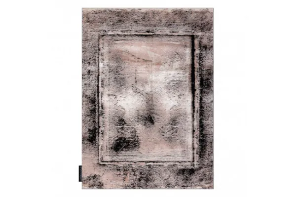 Koberec DE LUXE 634 Ramka vintage - sivý / ružový