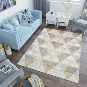 Koberec ASTHANE svetlý sivý / tmavý žltý E460A