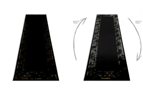 Koberec / Behúň GLOSS 408C 86 Ramka, glamour, art deco čierny / zlatý