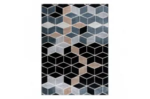 Koberec POLI 9139A Cube kocka 3D čierny / sivý
