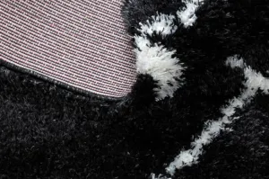 Koberec FLUFFY 2373 shaggy kratka, trellis - antracit / biely
