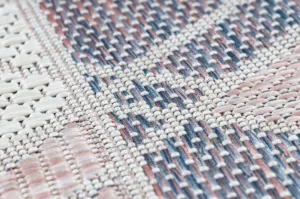 Koberec / behúň šnúrkový SIZAL SION Geometrický, Trojuholníky 3006 ploské tkanie biely / ružový