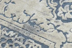 Koberec SOLE D3871 Ornament, ramka - ploské tkanie modrý / béžový