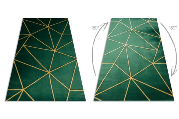 Koberec EMERALD exkluzívny 1013 glamour, styl geometrický fľaškovo zelený / zlatý