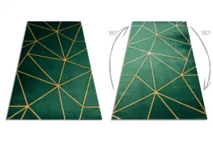 Koberec EMERALD exkluzívny 1013 glamour, styl geometrický fľaškovo zelený / zlatý
