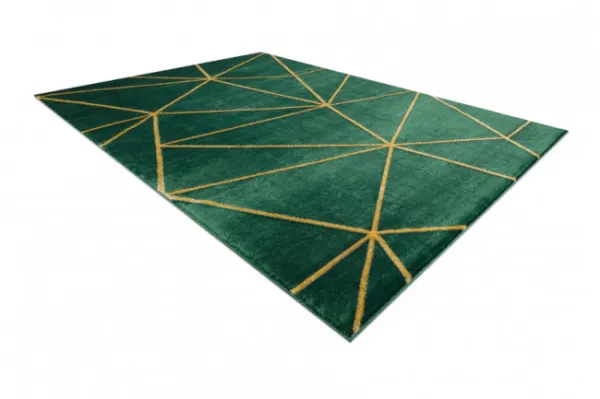 Koberec EMERALD exkluzívny 1013 glamour, styl geometrický fľaškovo zelený / zlatý