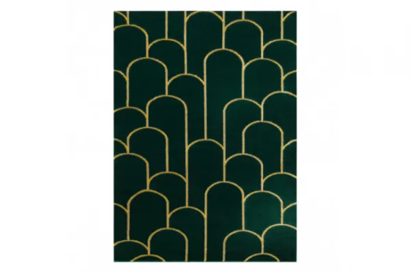 Koberec EMERALD exkluzívny 1021 glamour, styl art deco fľaškovo zelený / zlatý