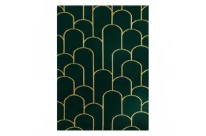 Koberec EMERALD exkluzívny 1021 glamour, styl art deco fľaškovo zelený / zlatý