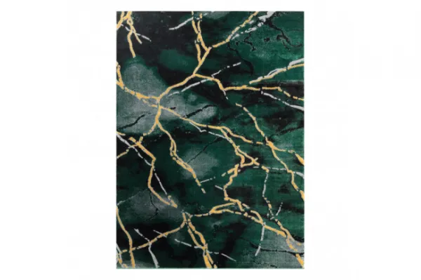 Koberec EMERALD exkluzívny 1018 glamour, styl marmur fľaškovo zelený / zlatý