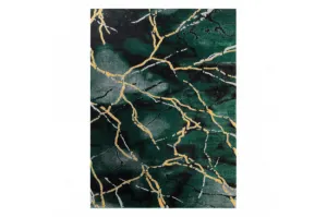Koberec EMERALD exkluzívny 1018 glamour, styl marmur fľaškovo zelený / zlatý