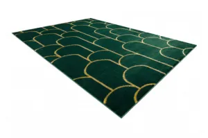 Koberec EMERALD exkluzívny 1021 glamour, styl art deco fľaškovo zelený / zlatý