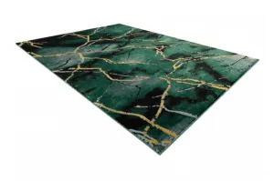 Koberec EMERALD exkluzívny 1018 glamour, styl marmur fľaškovo zelený / zlatý