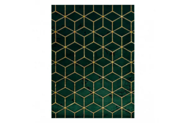 Koberec EMERALD exkluzívny 1014 glamour, styl kocka fľaškovo zelený / zlatý