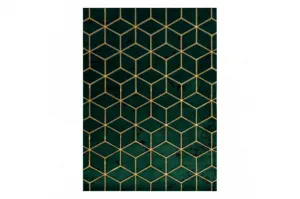Koberec EMERALD exkluzívny 1014 glamour, styl kocka fľaškovo zelený / zlatý