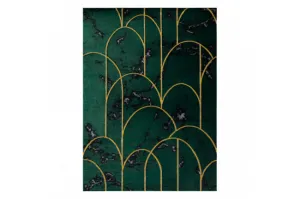 Koberec EMERALD exkluzívny 1016 glamour, styl art deco, marmur fľaškovo zelený / zlatý