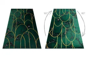 Koberec EMERALD exkluzívny 1016 glamour, styl art deco, marmur fľaškovo zelený / zlatý