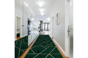 Behúň EMERALD exkluzívny 1012 glamour, marmur, geometrický zelený/zlatý