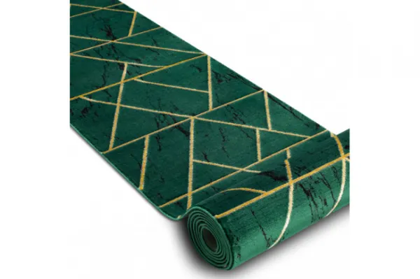 Behúň EMERALD exkluzívny 1012 glamour, marmur, geometrický zelený/zlatý