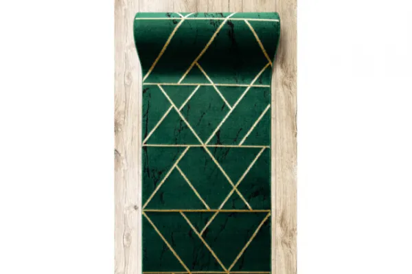 Behúň EMERALD exkluzívny 1012 glamour, marmur, geometrický zelený/zlatý