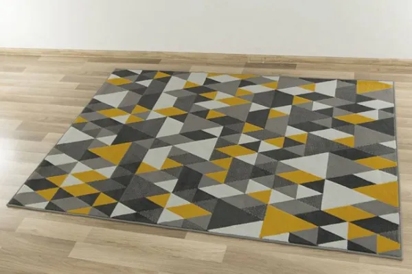 Koberec Luna 503834/89915 Trojuholníky sivý / horčicový