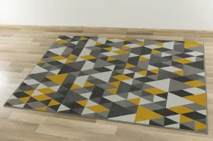 Koberec Luna 503834/89915 Trojuholníky sivý / horčicový