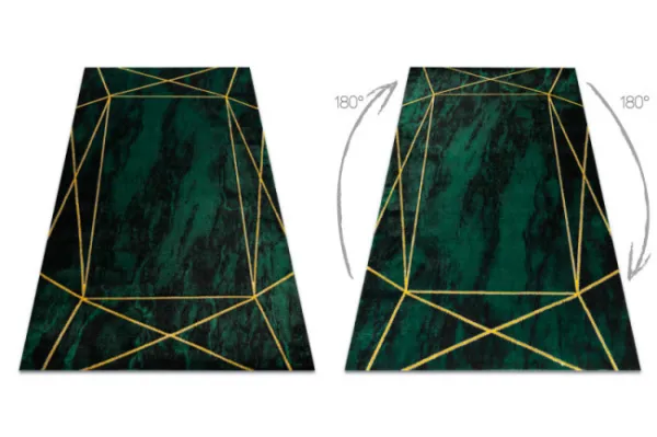 Koberec EMERALD exkluzívny 1022 glamour, styl geometrický, marmur  fľaškovo zelený / zlatý