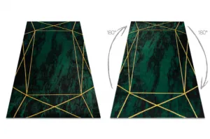 Koberec EMERALD exkluzívny 1022 glamour, styl geometrický, marmur  fľaškovo zelený / zlatý
