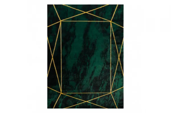 Koberec EMERALD exkluzívny 1022 glamour, styl geometrický, marmur  fľaškovo zelený / zlatý