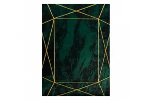 Koberec EMERALD exkluzívny 1022 glamour, styl geometrický, marmur  fľaškovo zelený / zlatý