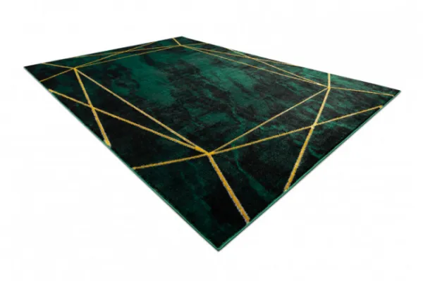 Koberec EMERALD exkluzívny 1022 glamour, styl geometrický, marmur  fľaškovo zelený / zlatý