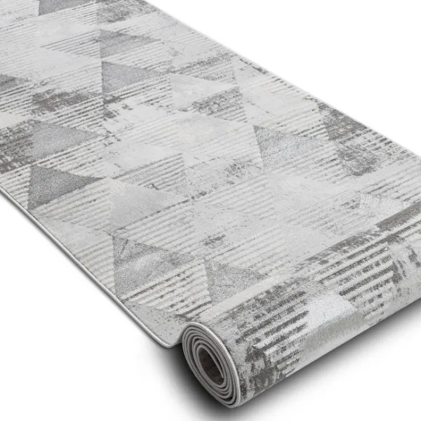 Behúň LIRA E1627 Trojuholníky geometrický, štrukturálny, glamour - sivý