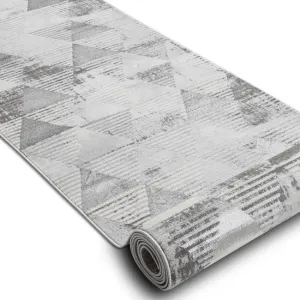 Behúň LIRA E1627 Trojuholníky geometrický, štrukturálny, glamour - sivý