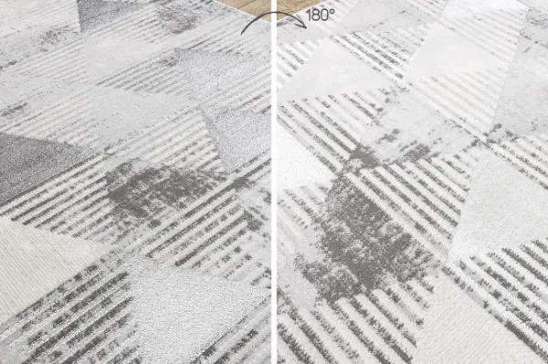 Behúň LIRA E1627 Trojuholníky geometrický, štrukturálny, glamour - sivý