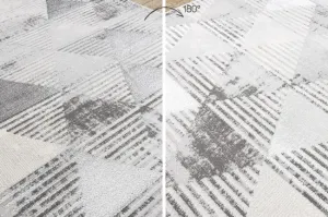 Behúň LIRA E1627 Trojuholníky geometrický, štrukturálny, glamour - sivý