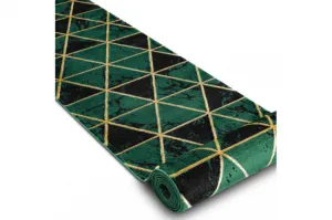 Behúň EMERALD exkluzívny 1020 glamour, marmur, trojuholníky zelený/zlatý