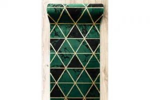 Behúň EMERALD exkluzívny 1020 glamour, marmur, trojuholníky zelený/zlatý