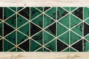 Behúň EMERALD exkluzívny 1020 glamour, marmur, trojuholníky zelený/zlatý