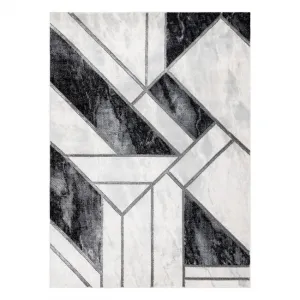 Koberec EMERALD exkluzívny 81953 glamour, styl marmur, geometrický čierny / strieborný