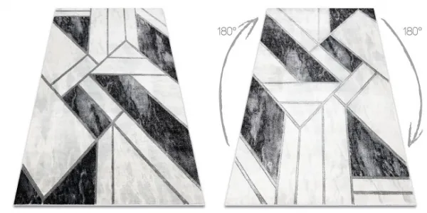 Koberec EMERALD exkluzívny 81953 glamour, styl marmur, geometrický čierny / strieborný