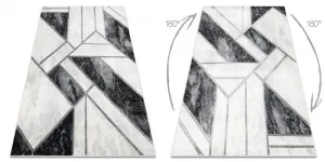 Koberec EMERALD exkluzívny 81953 glamour, styl marmur, geometrický čierny / strieborný