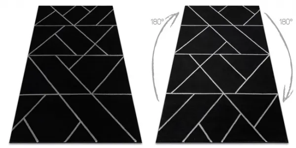 Koberec EMERALD exkluzívny 7543 glamour, styl geometrický čierny / strieborný