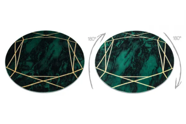 Koberec EMERALD exkluzívny 1022 kruh - glamour, marmur, geometrický zelený/zlatý