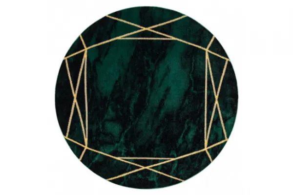 Koberec EMERALD exkluzívny 1022 kruh - glamour, marmur, geometrický zelený/zlatý