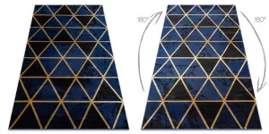 Koberec EMERALD exkluzívny 1020 glamour, styl marmur, trojuholníky granátový / zlatý