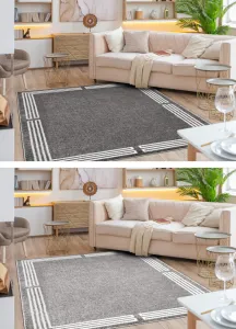 Koberec MATEO 8034/644 ramka - štrukturálny sivý