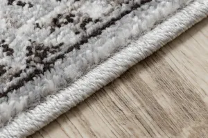 Koberec MATEO 8037/644 ramka, kvety - štrukturálny sivý