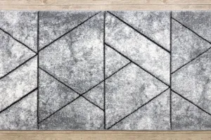 Behúň COZY 8872 Wall, geometrický, trojuholníky - Štrukturálny, sivý / modrý
