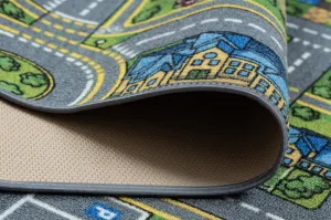 Detský koberec REBEL ROADS City life 97 Mesto, protišmykový - sivý