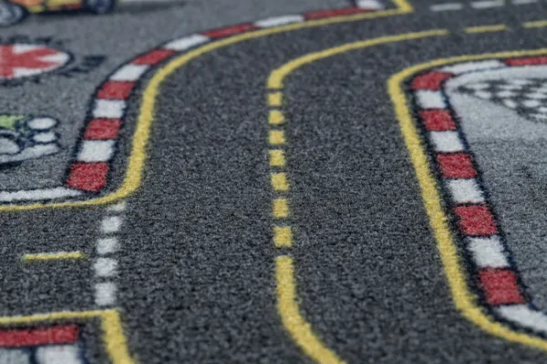 Detský koberec REBEL ROADS Racers 97 Ulice, autá, protišmykový - sivý