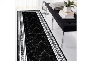 Koberec / Behúň GLOSS 2813 87 ramka, grécky - čierny / sivý